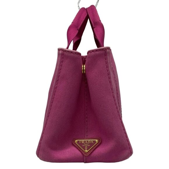 Auth PRADA Canapa Pink Canvas Tote Bag - Picture 4 of 11
